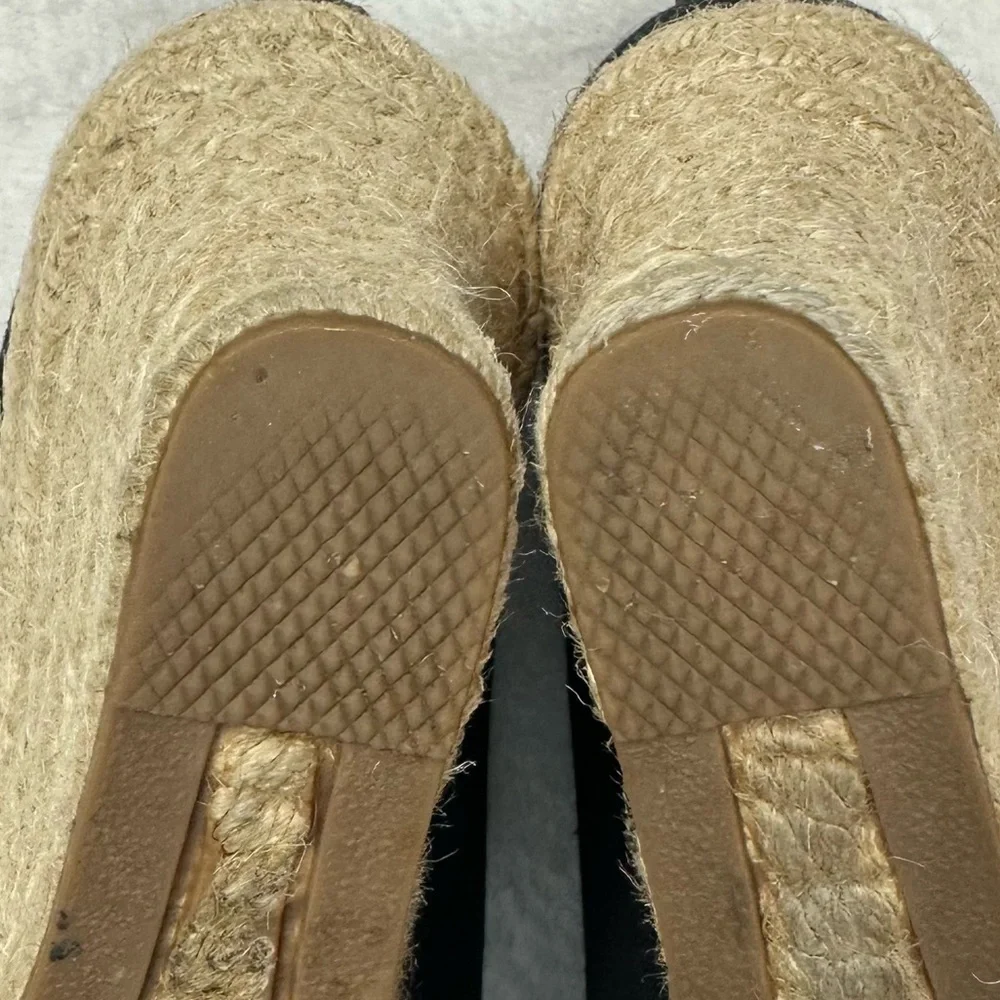 J. Crew Black Seville Espadrille Canvas Jude Wedges Size 9